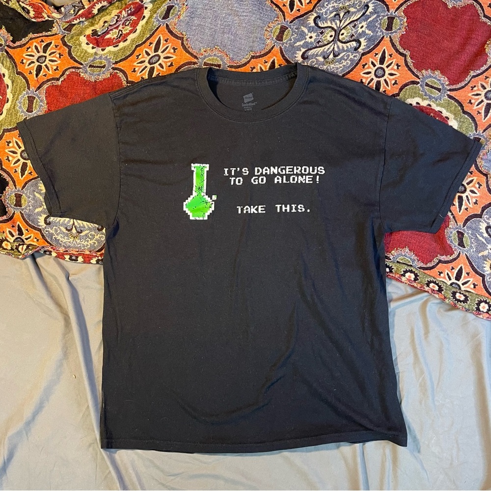 The Legend Of Zelda Green Medicine Bottle Parody Water Pipe T-Shirt Large